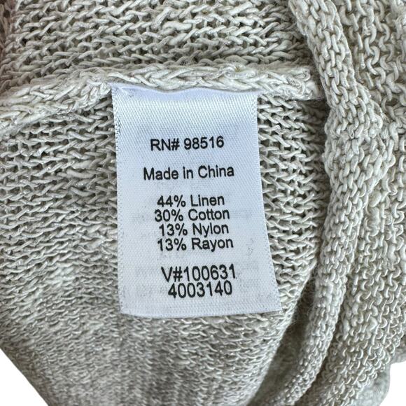 Coldwater Creek Tan Linen Blend 3/4 Sleeve V-Neck Beachy Cardigan Size L - Picture 6 of 7